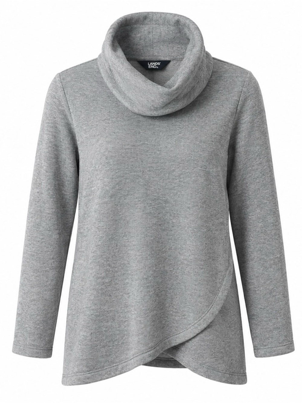 Lands' End Light Gray Cowl-Neck Tunic with Tulip Hem